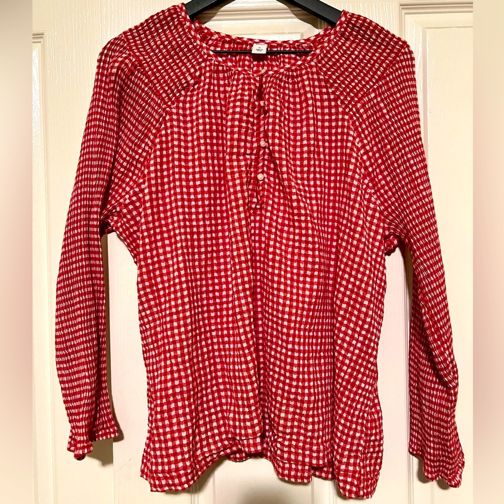 Women’s Old Navy Long Sleeve Red Gingham Blouse XL